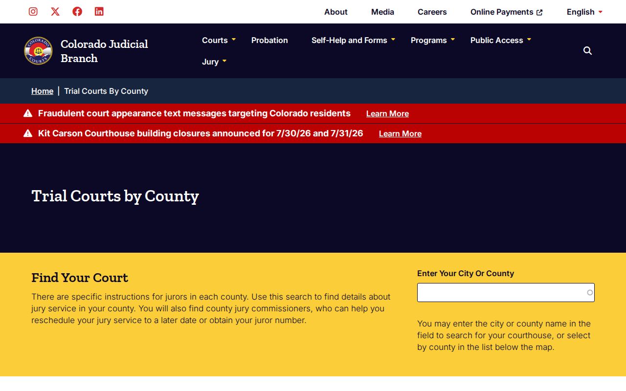 Garfield County court dockets trial courts by county page
