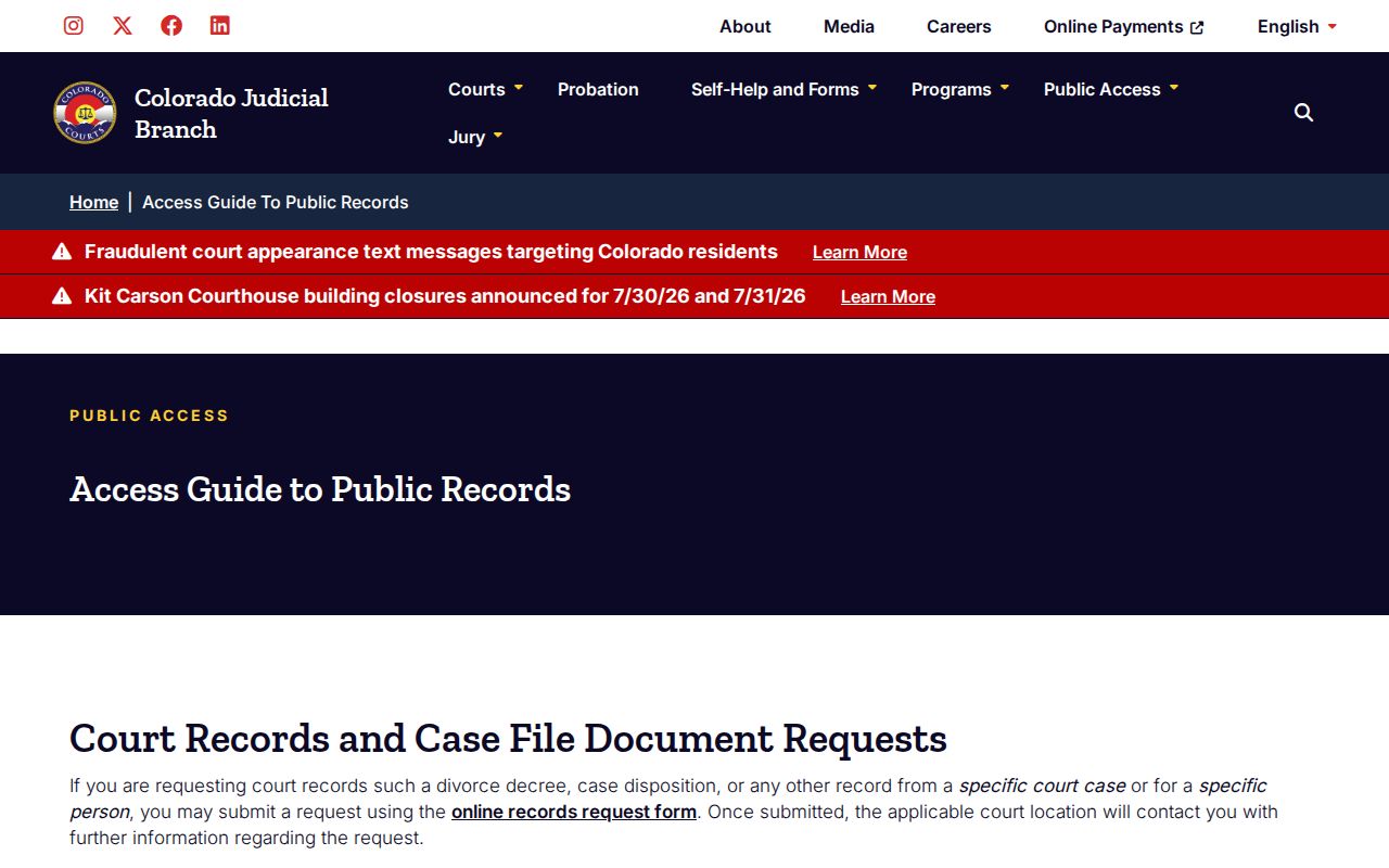 Garfield County court records access guide from Colorado Judicial Branch