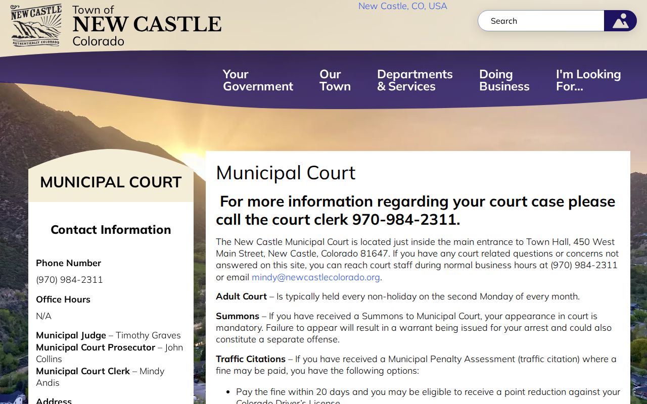 Garfield County District Court comparison with New Castle Municipal Court