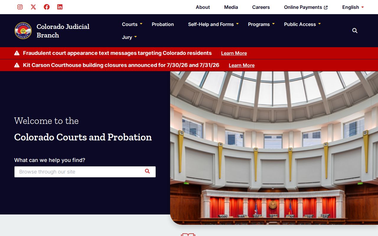Garfield County court records access through Colorado Judicial Branch