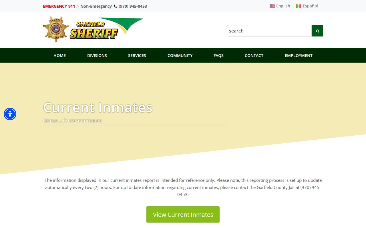 Garfield County inmate records current inmates page