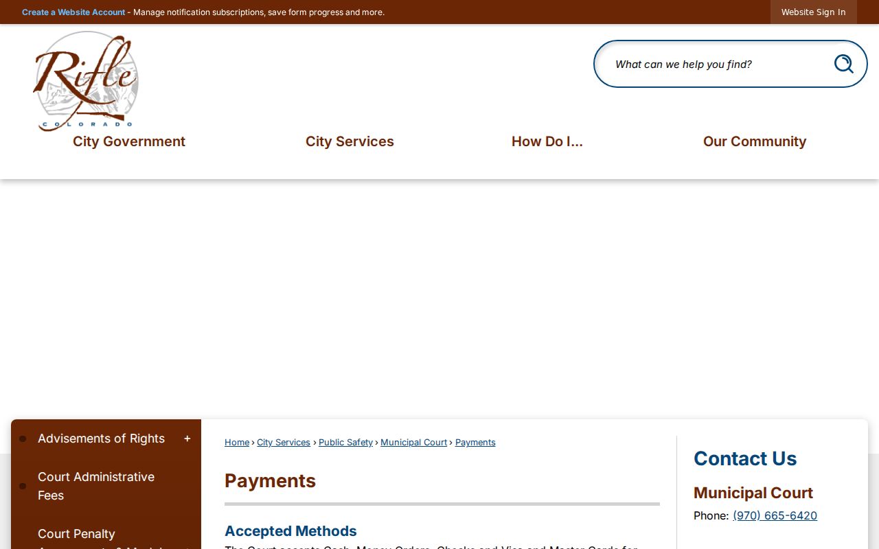 Garfield County traffic court records Rifle Municipal Court payments