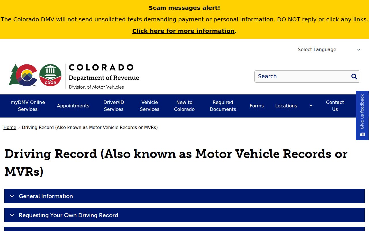 Garfield County traffic court records Colorado DMV motor vehicle records