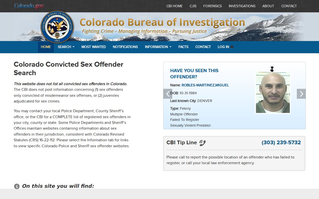 Garfield County warrant records Colorado sex offender registry